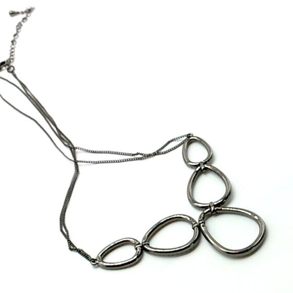 Lia Sophia BLACK ICE w/Cut Crystals Double Chain Necklace 16-19" - Picture 11 of 12